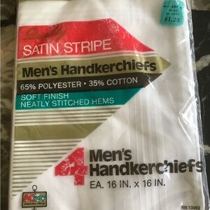 New vintage Kmart men’s white satin stripe handkerchiefs set of 4